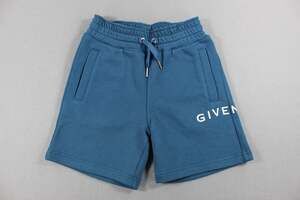 Givenchy Sweat Shorts Youth 6 Blue French Terry Logo Elastic Waist Casual